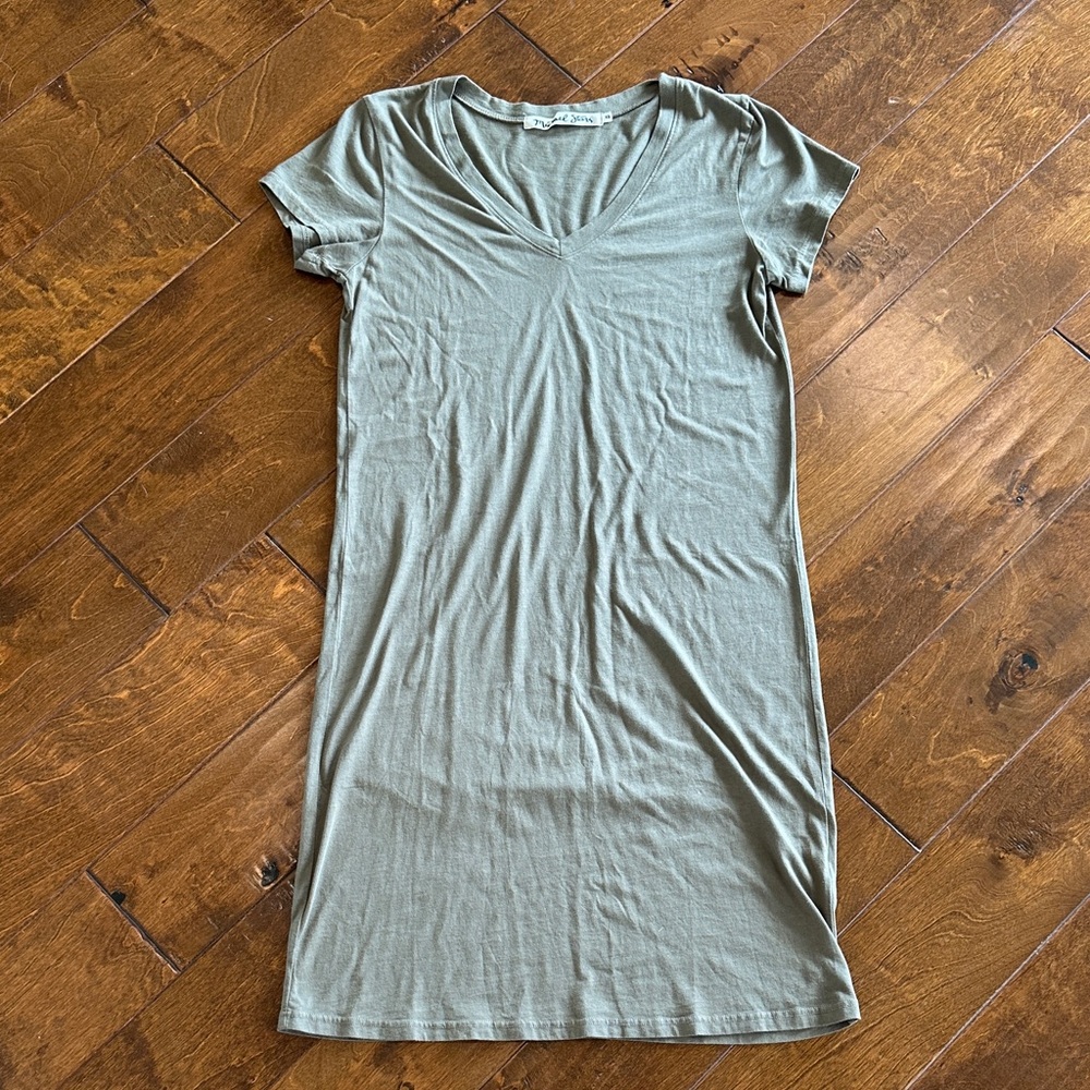 Michael Stars Olive V-Neck T-Shirt Dress